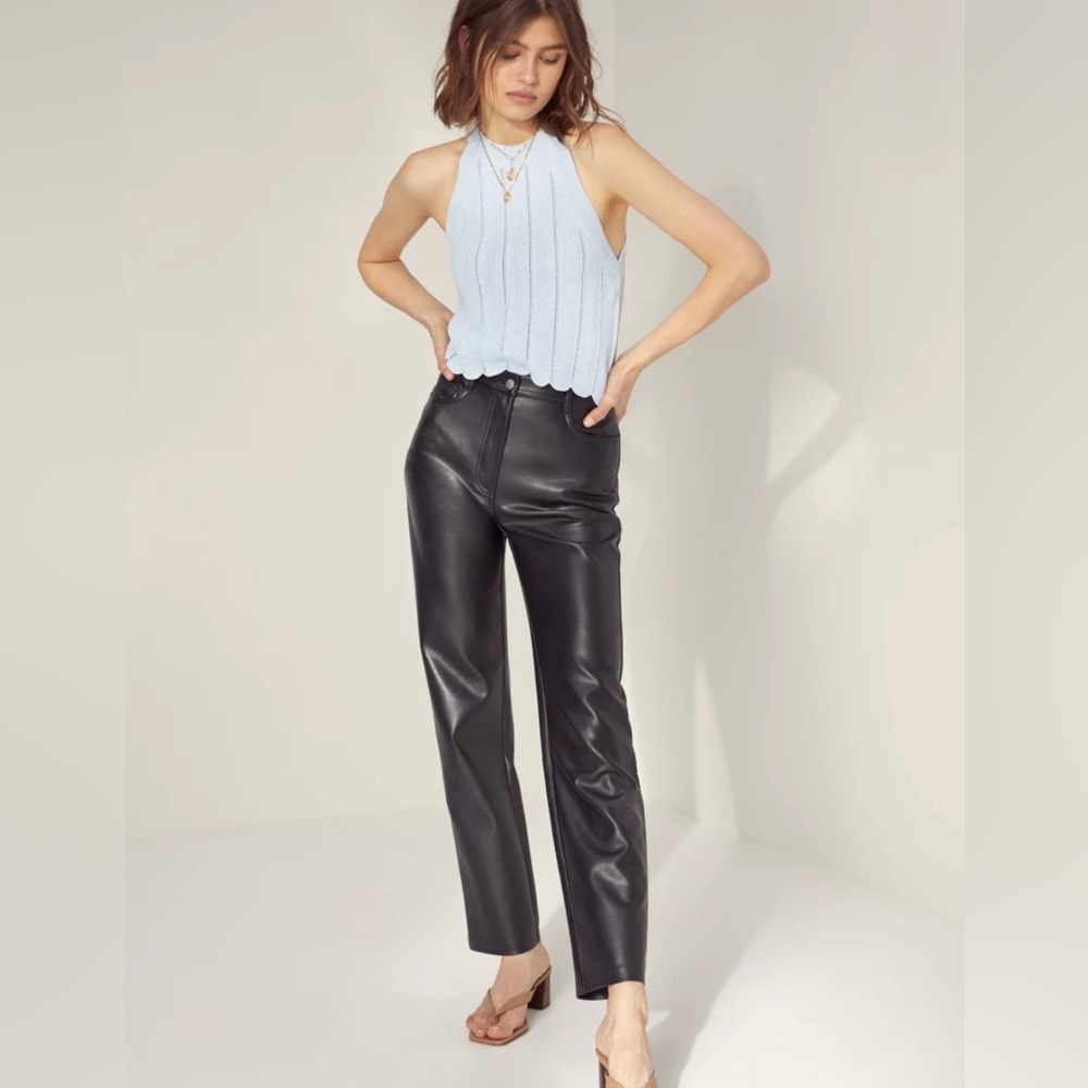 Aritzia The Melina Pant vegan leather black highrise straight-leg regular size 6